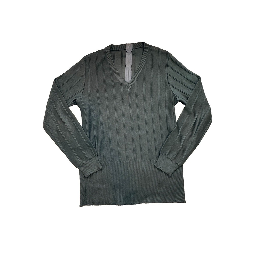 Vtg Union ILGWU Womens Small Black Ribbed V Neck Sweater Top Talon Zipper USA